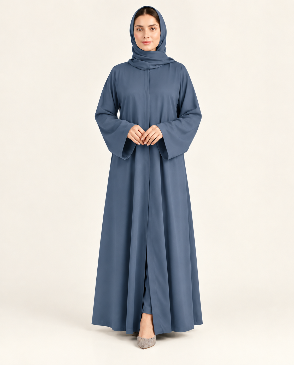 Front Open Abaya - Grey