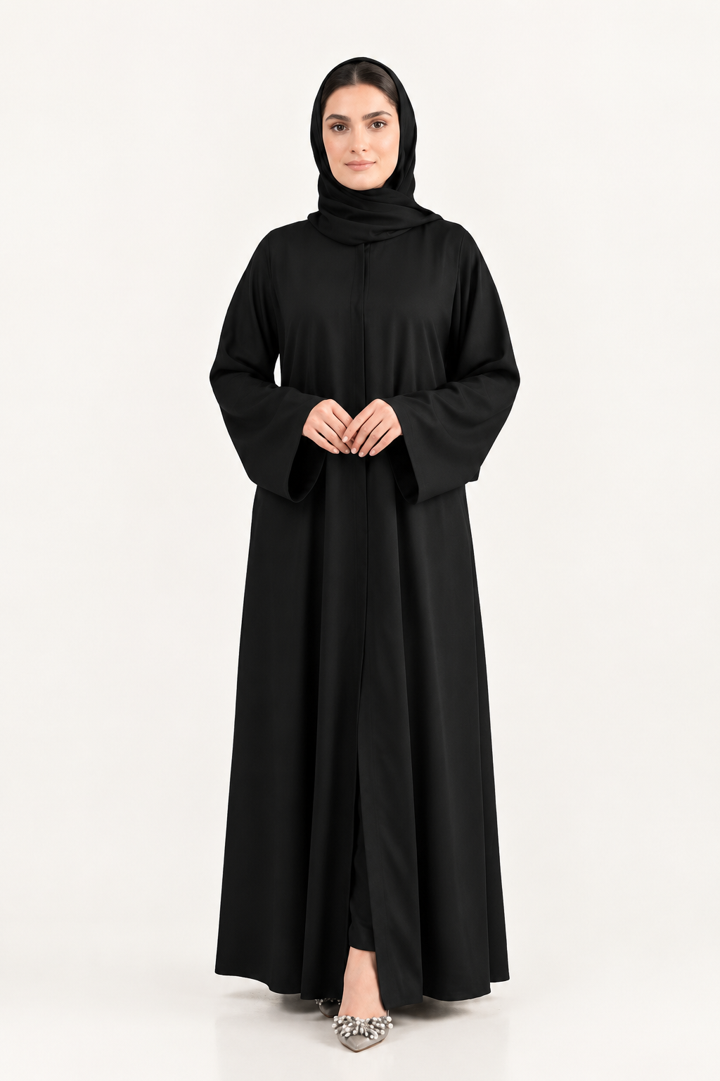 Front Open Abaya - Black