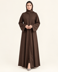 Front Open Abaya - Brown