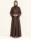 Panel Embroidery Abaya - Brown