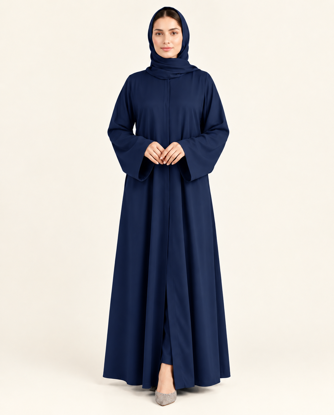 Front Open Abaya - Navy Blue