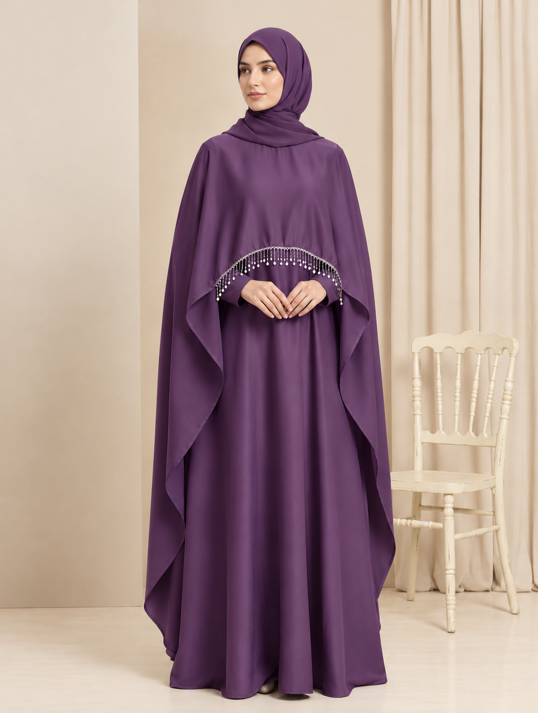 PRINCESS CAPE Abaya - 4 Piece - Purple