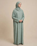 Flower Embroidery Abaya - Pistachio