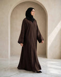 Embroidery Abaya - Chocolate Brown