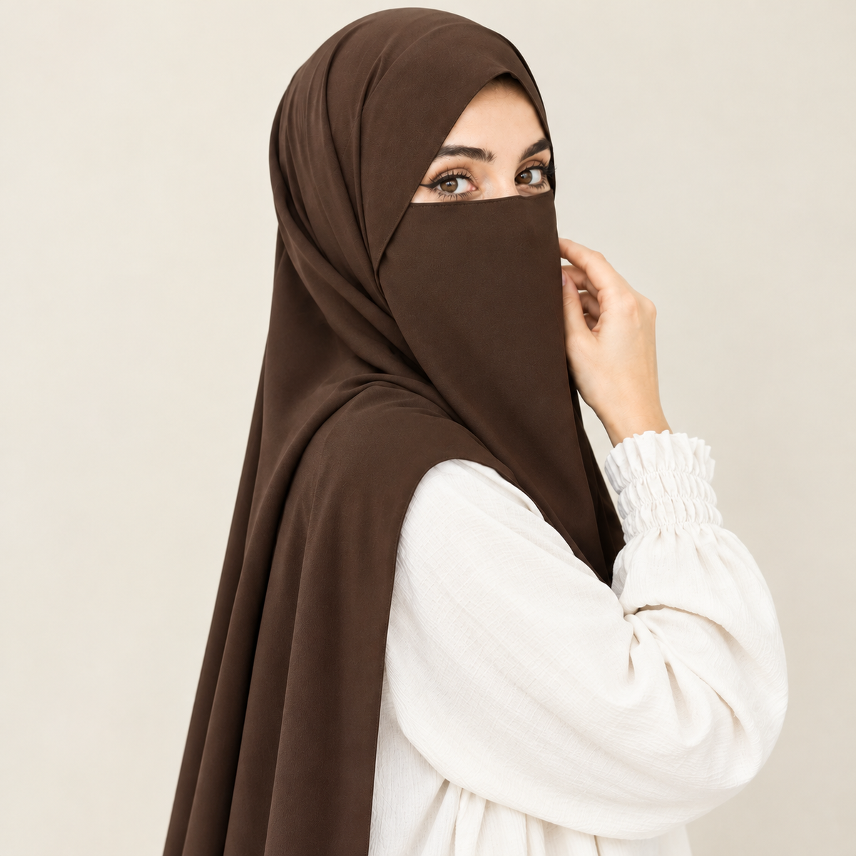 Hijab Niqab Set-Brown