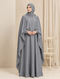 PRINCESS CAPE Abaya - 4 Piece - Grey