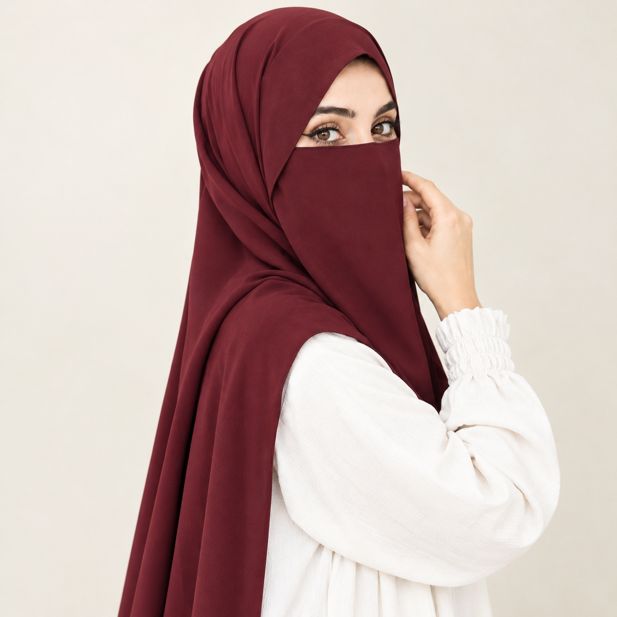 Hijab Niqab Set-Maroon