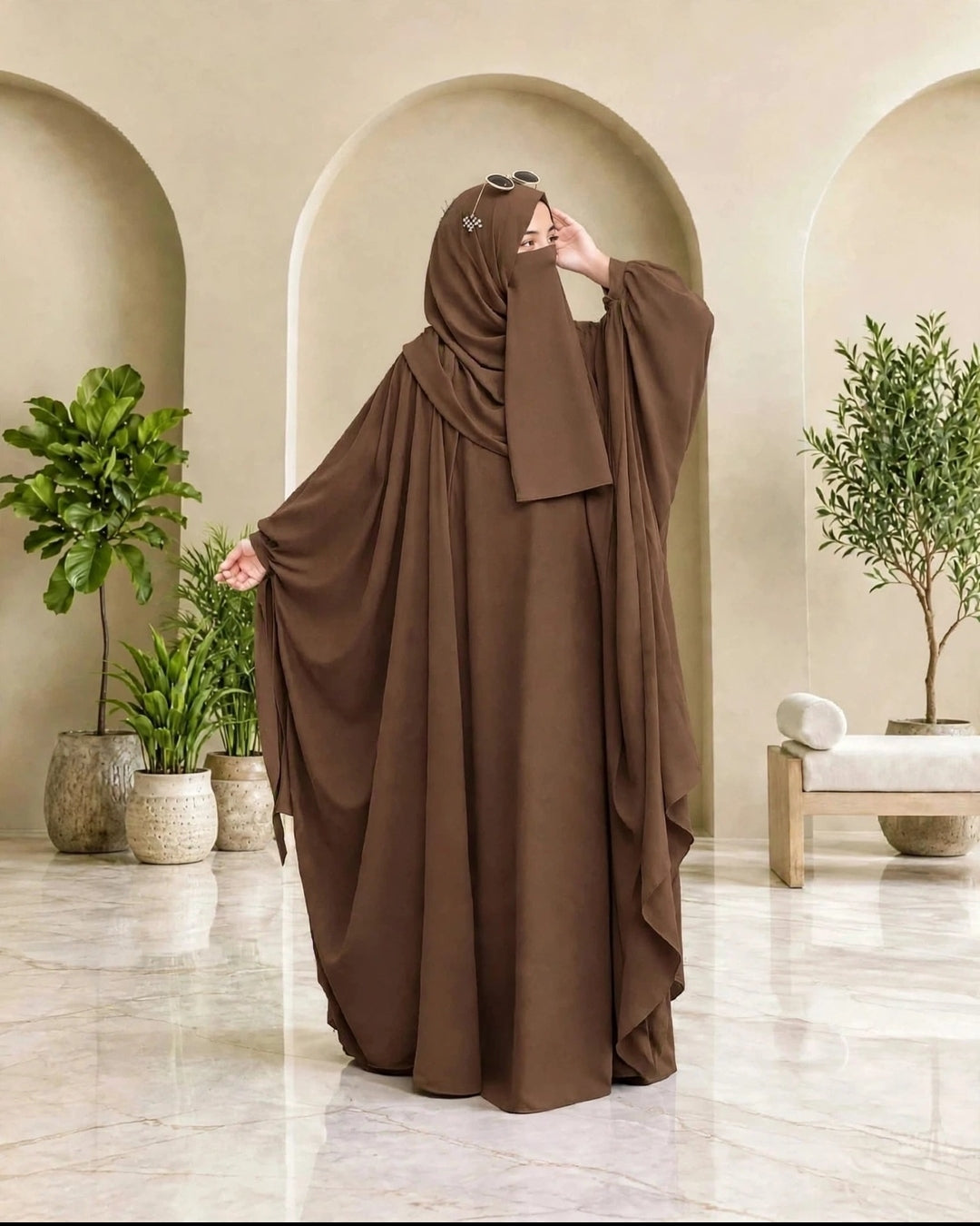 Kaftan Abaya - 4 Piece - Brown