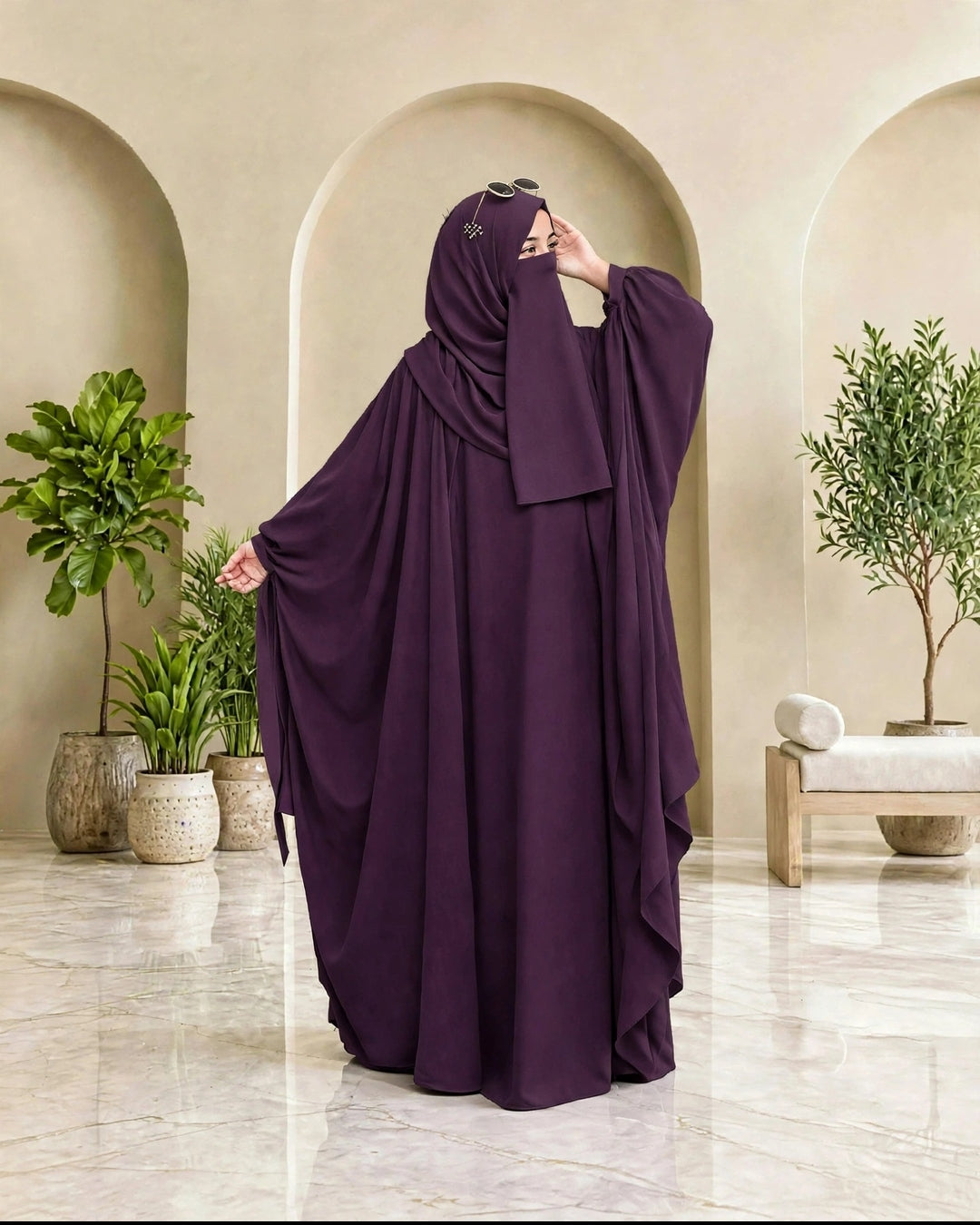 Kaftan Abaya - 4 Piece - Purple