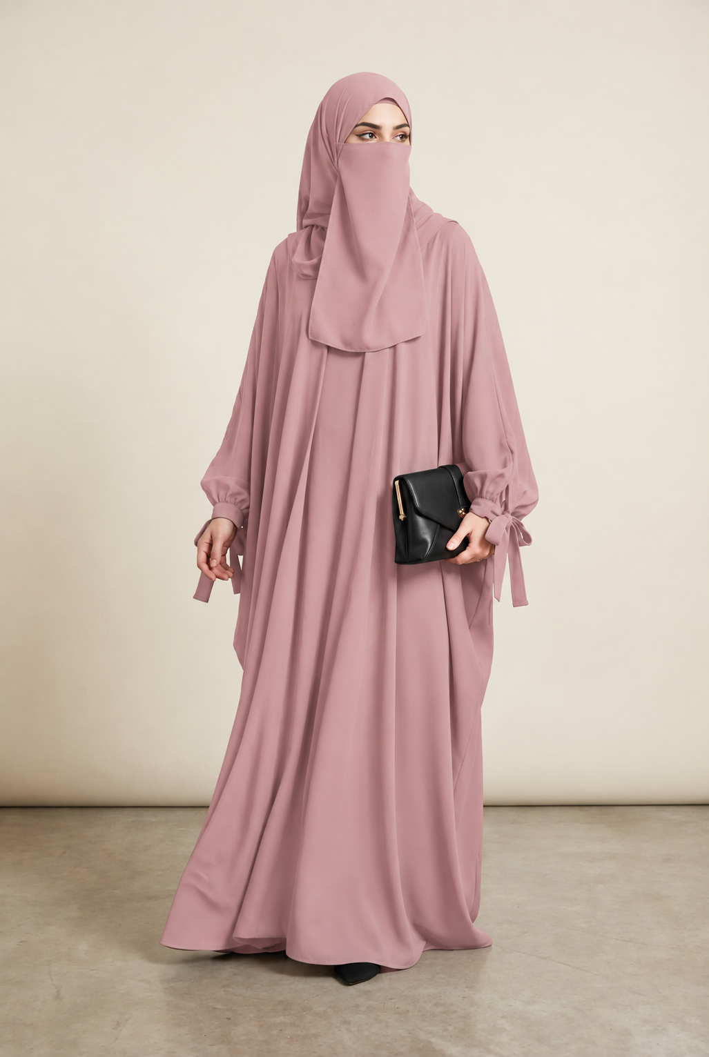 Kaftan Abaya - 4 Piece - Dusty pink