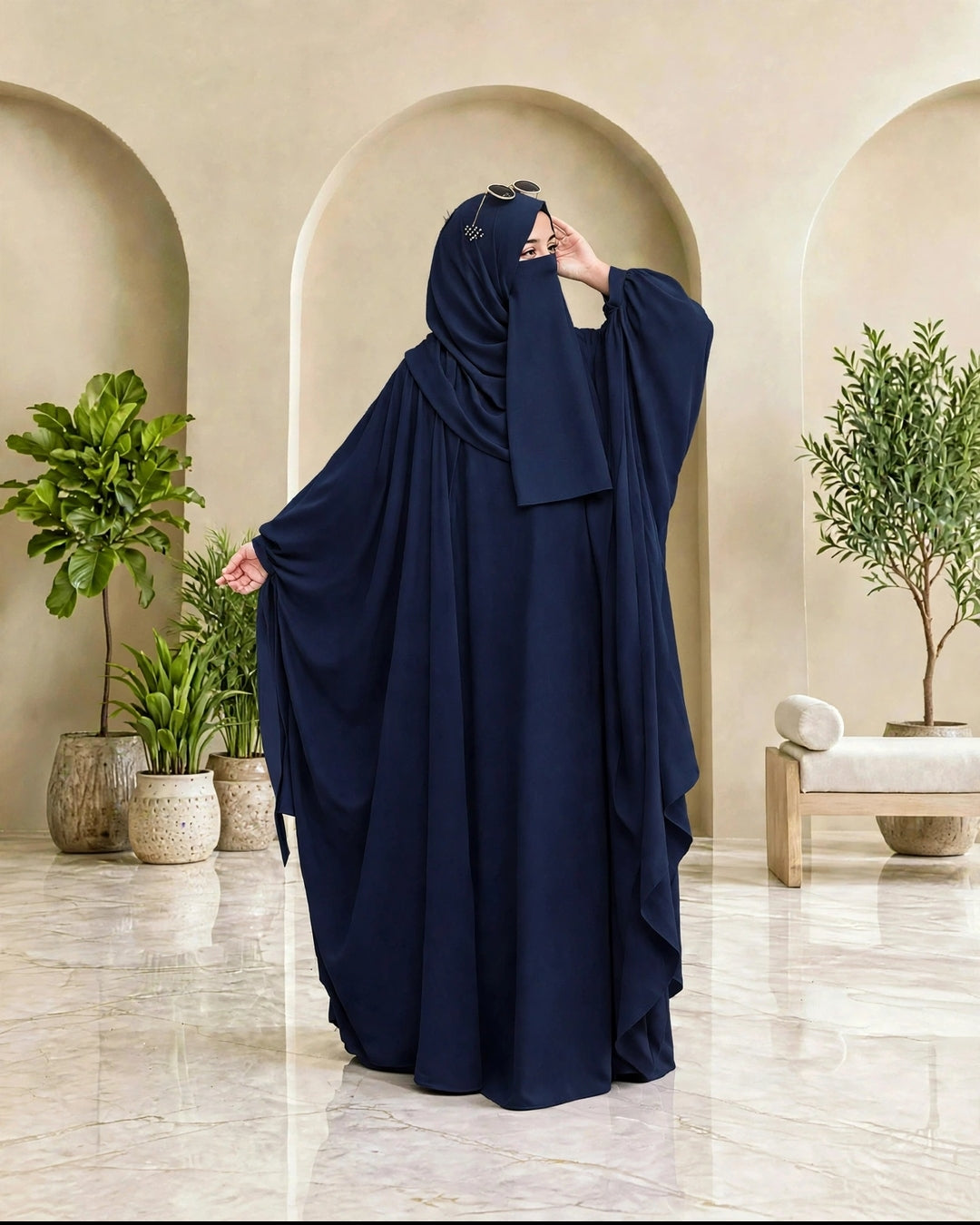 Kaftan Abaya - 4 Piece - Navy Blue